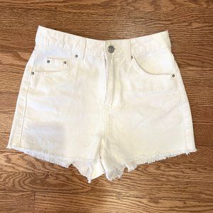 Topshop High Rise Moto Mom Shorts - White - Size US 2, EUC